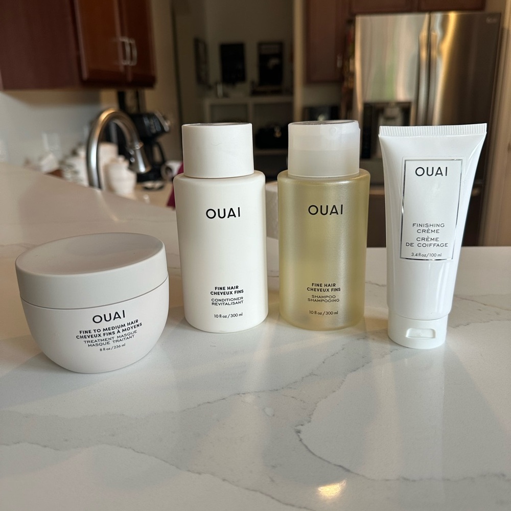 Ouai shampoo, conditioner, finishing cream and hair mask